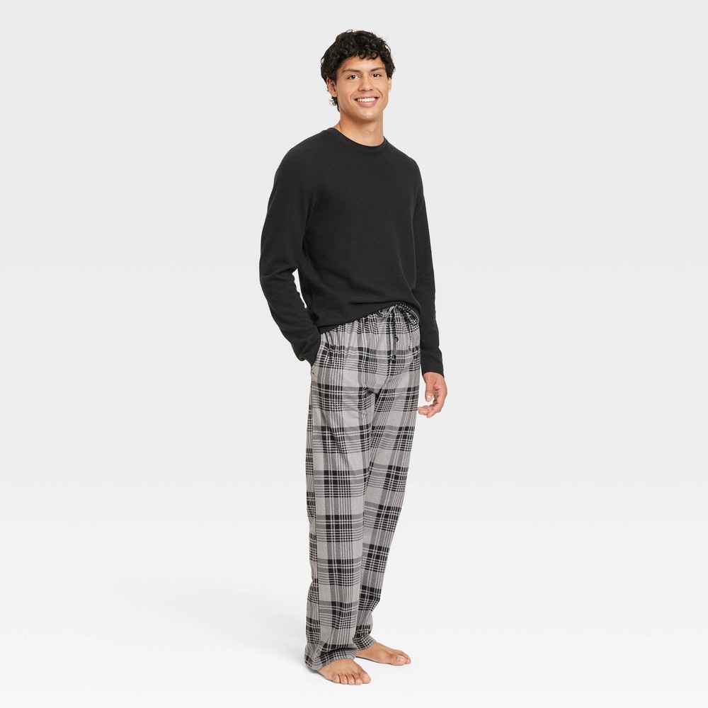 Photos - Other Textiles Hanes Premium Men's Waffle Knit Crewneck Sleep Pajama Set 2pc - Black XL n