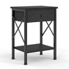 VECELO Modern X-Design Nightstand, End/Side Table with Fabric Drawer & Open Storage Shelves for Bedroom or Living Room - 3 of 4