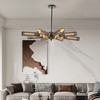 Vynxaria 34" Modern Industrial Sputnik Chandelier 8-Light Black and Gold Metal Pendant Light - 2 of 4
