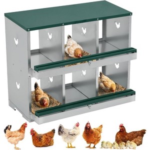 12x11" Chicken Nesting Box with 2-Tier Egg Laying Compartments, Metal Coop Egg Storage - 1 of 4