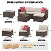 Garvee 5 Pieces Patio Furniture Set - Rattan Outdoor Sofa Set with Cushions, Wicker Sectional with Glass Coffee Table & Ottoman - 2 of 4