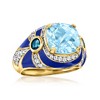 Ross-Simons 4.40 ct. t.w. London and Sky Blue Topaz and .50 ct. t.w. White Zircon Ring With Blue Enamel in 18kt Gold Over Sterling - 4 of 4