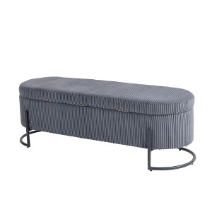 NicBex Modern 52.3" Storage Bench Corduroy Accent Stool with Cushioned Top and Metal Base for Entryway and Living Room - 1 of 4