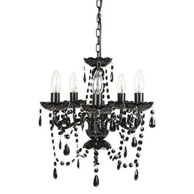 Tadpoles 5-Bulb Vintage Chandelier - Black Onyx | 20" x 18" x 17" | Uses Five 25-Watt E12 Candelabra Bulbs