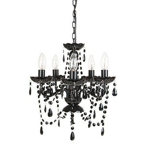 Tadpoles 5-Bulb Vintage Chandelier - Black Onyx | 20" x 18" x 17" | Uses Five 25-Watt E12 Candelabra Bulbs - 1 of 4