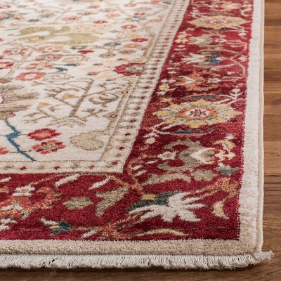 Ivory and Red Synthetic Rectangular 8' x 10' Area Rug