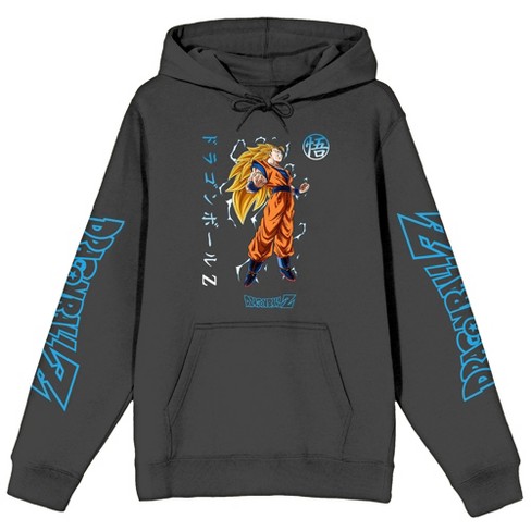 Seven Times Six Dragon Ball Z Men s Super Saiyan 3 Goku Kanji Pullover Hoodie Sweatshirt Grey Target