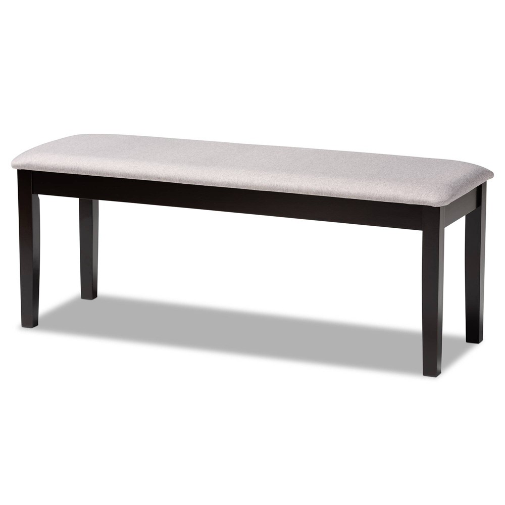 Photos - Other Furniture Teresa Fabric Upholstered and Wood Dining Bench Gray/Dark Brown - Baxton S