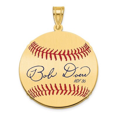 Black Bow Jewelry 14K Gold Plated Bobby Doerr Signature MD Enamel Baseball Pendant
