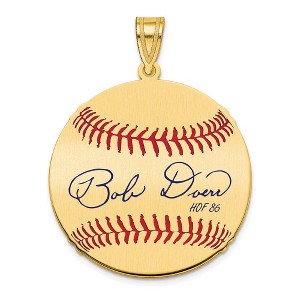 Black Bow Jewelry 14K Gold Plated Bobby Doerr Signature MD Enamel Baseball Pendant - 1 of 4