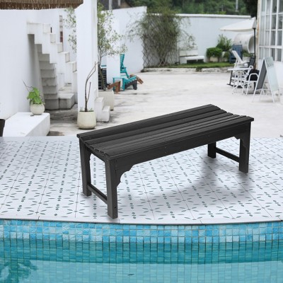 Wooden Backless Patio Bench,Outdoor Patio Bench With All Weather Resistant With UV Protection,Patio Chair -The Pop Home