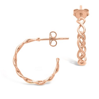 SHINE by Sterling Forever Sterling Silver Open Rope Hoops