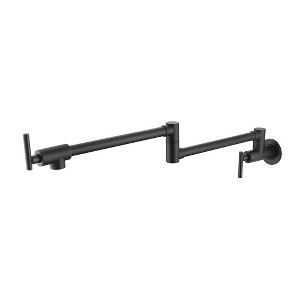 DOMETOUR Pot Filler Faucet Wall Mount, Commercial Kitchen Faucet with Double Joint Swing Arms, Single Hole 2 Handles, Matte Black - 1 of 4