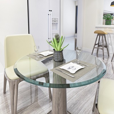 Bencmate Coffee Tables Round Glass Table Top For Living Room, Office, Tabletop Only, Anti-Impact And Anti-Scratch, Clear, 31.9"*31.9"*0.47"