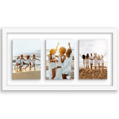 Americanflat 5x7 Picture Frame Collage with Shatter-Resistant Glass - Fits Three 5x7 Photos or use as One 10x20 Picture Frame - White