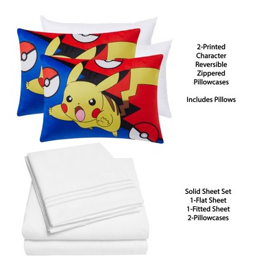 Kids' Pokemon Pikachu Pillow with Bonus Solid Sheet Set