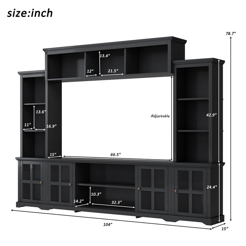 104" Minimalism Style Entertainment Wall Unit with Bridge, Modern TV Stand for TVs Up to 70" - ModernLuxe, 3 of 13