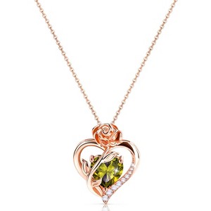 Molenia Heart Birthstone Necklace for Women 925 Sterling Silver Rose Gold Necklace Pendant Jewelry Christmas Anniversary Birthday Gifts for Her - 1 of 4