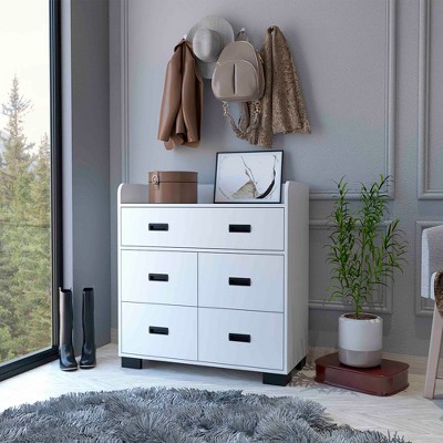 SKRAN Simple Dresser, 5 Drawer Bedroom Storage Cabinet with One Double Drawer and Four Single Drawers and Handles for living rooms