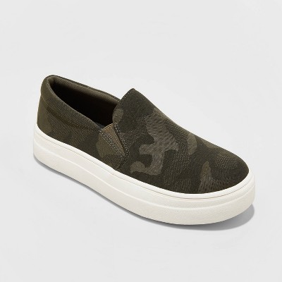 camo platform slip on sneakers