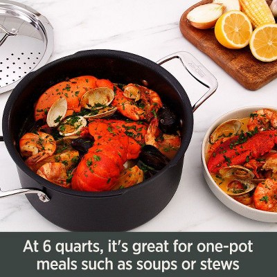 All-Clad 6-Quart Black Nonstick Stockpot with Straining Lid