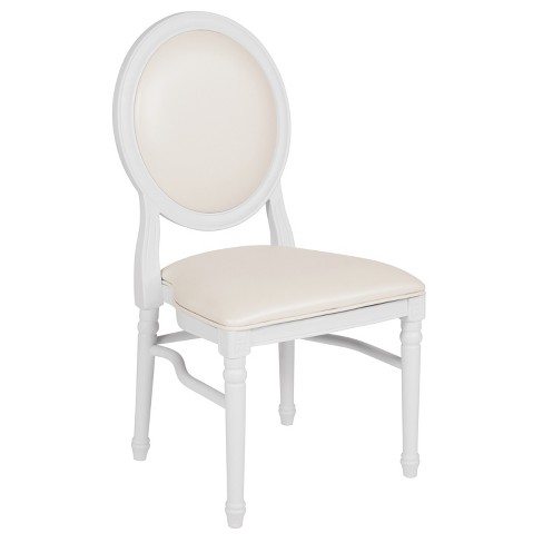 Flash Furniture HERCULES Series 900 lb. Capacity King Louis Chair with  White Vinyl Back and Seat and White Frame