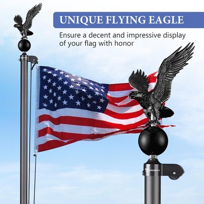 20 Ft Black Aluminum Flag Pole Kit with Eagle Topper