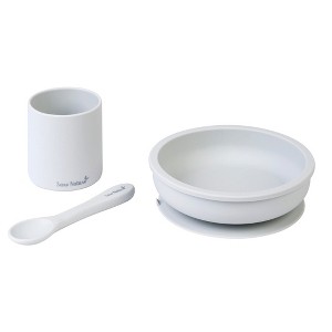 SARO "Nordic Party" 3-Piece Silicone Baby Feeding Set: Suction Plate, Spoon & Cup for Self-Feeding - 1 of 4