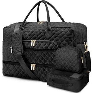 Large Travel Duffel Bag with Shoe Compartment, 3PCS Set for Women, Carry On Overnight, Gym, and Hospital Bag - 1 of 4