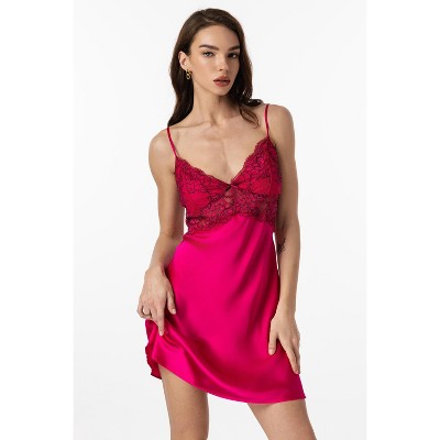 SilkSilky Women's Pure Silk Lace Sexy Slip Dress Nightgown