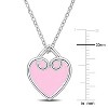 EVERLY JEWELRY | Sterling Silver Heart Pendant With Chain Pink Enamel Plated, 17-inch - 2 of 4