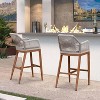 PURPLE LEAF Counter Height  Sunbrella Stools Set of 2 Modern Rattan Wicker with High Back Arms for Outdoor - 3 of 4