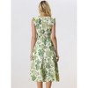 Allegra K Women's Regular Fit V Neck Lace Insert Waist Midi Floral Sundresses - 4 of 4