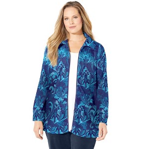 Catherines Women's Plus Size Cozy Velour Jacket - 1 of 4