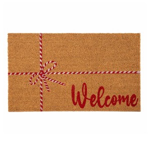 Shiraleah "Welcome" Candy Cane Holiday Doormat - 1 of 4