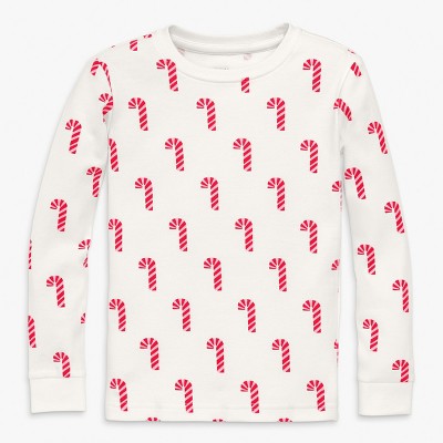 Primary Kids Organic Long Sleeve Pj Top In Candy Canes