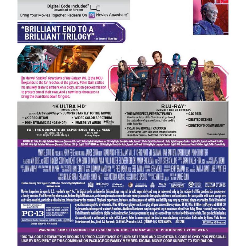 Guardian Of The Galaxy : Vol 3 (4K/UHD + Blu-ray + Digital), 3 of 4