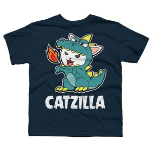 Boy's Design By Humans Catzilla Halloween Costume Dragon Monster Kitten Cats Lover By lenxeemyeu T-Shirt - 1 of 3