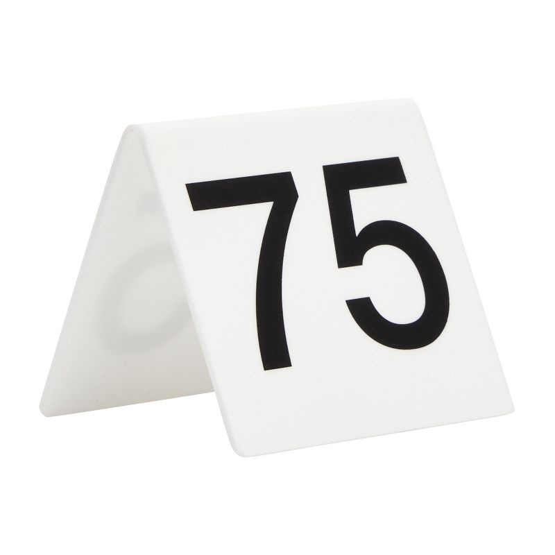 Set of 25 Acrylic Table Numbers for Wedding Reception, Plastic Tent Cards Numbered 51-75 for Restaurants, Banquets (3 x 2.75 x 2.5 In), 4 of 6
