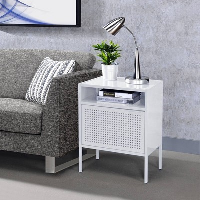 Gemma 19" White Metal Nightstand with USB Port