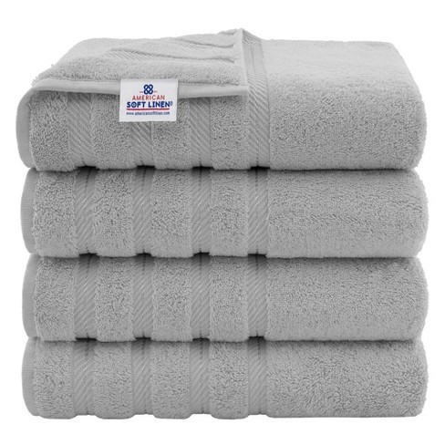 Gray Bath Towels for Bathroom, 4 Pack Bath Towel Set, Oeko-Tex Terry Cotton  Bathroom Towels, Soft and Absorbent Bathroom Towels Set, Bath Towel for