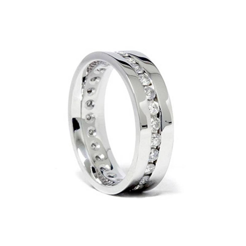 Pompeii3 Mens 1 1/4ct Real Diamond Channel Set Eternity Ring Wedding Band Anniversary, 2 of 4