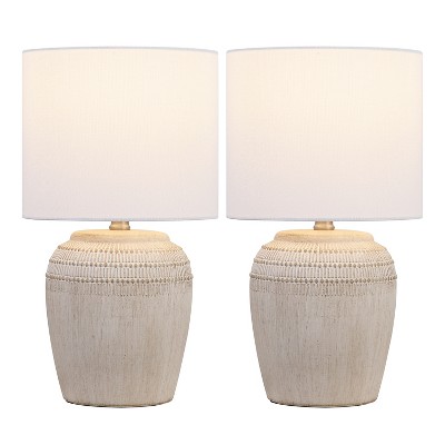 JONATHAN Y Hugo 16.75" Traditional Rustic Reeded Ceramic Vase LED Table Lamp
