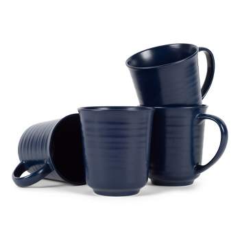 Elanze Designs Navy Blue Matte Glaze Finish 17 ounce Stoneware Coffee Cup Mugs Set of 4