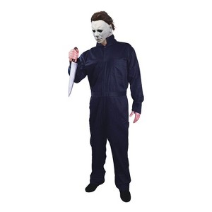 Mens Halloween Michael Myers Coveralls Costume - One Size Fits Most - Blue - 1 of 1