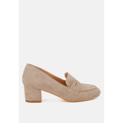 Женские туфли Rag & Co Womens Astra Block Heel Genuine Suede Loafers 10