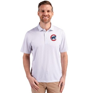 Chicago Cubs Cutter & Buck Pike Eco Symmetry Print Stretch Recycled Mens Polo - 1 of 1