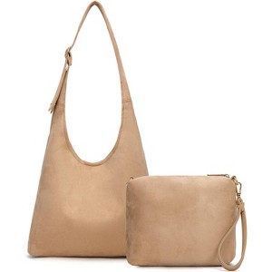 Hobo Bags Purse for Women Ultra Soft Foldable Shoulder Slouchy Handbags with Cosmetic bag - 1 of 4