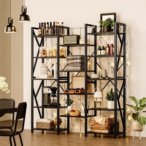 5 Tier Bookcase, Triple Wide Book Shelf for Living Room, 5 Shelf Bookcase for Living Room with 14 Open Book Shelves - 1 of 4