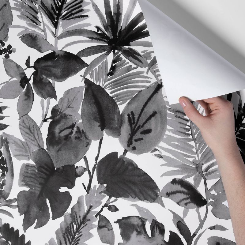 Tropical Leaves Peel &#38; Stick Wallpaper Black/White - Opalhouse&#8482;, 5 of 12